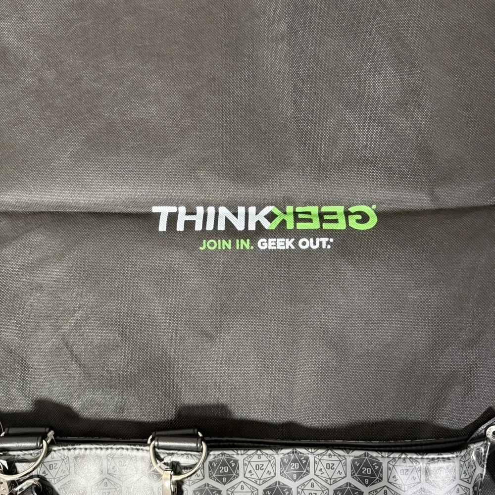 ThinkGeek D20 Origami Handbag of Holding D&D Tote Bag Black Faux Leather NEW